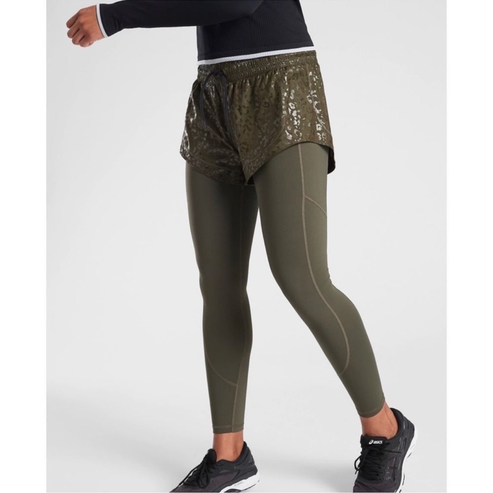 ATHLETA Rainier 2 in 1 Tight Ancient Forest Green NWT XS $108
